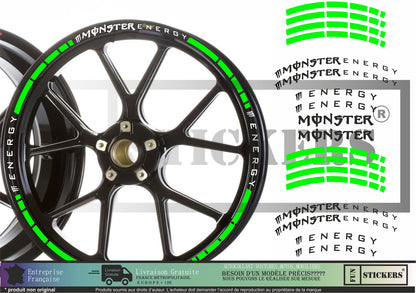 stickers autocollants moto liserets jantes Monster energy - kit décoration avant et arrière