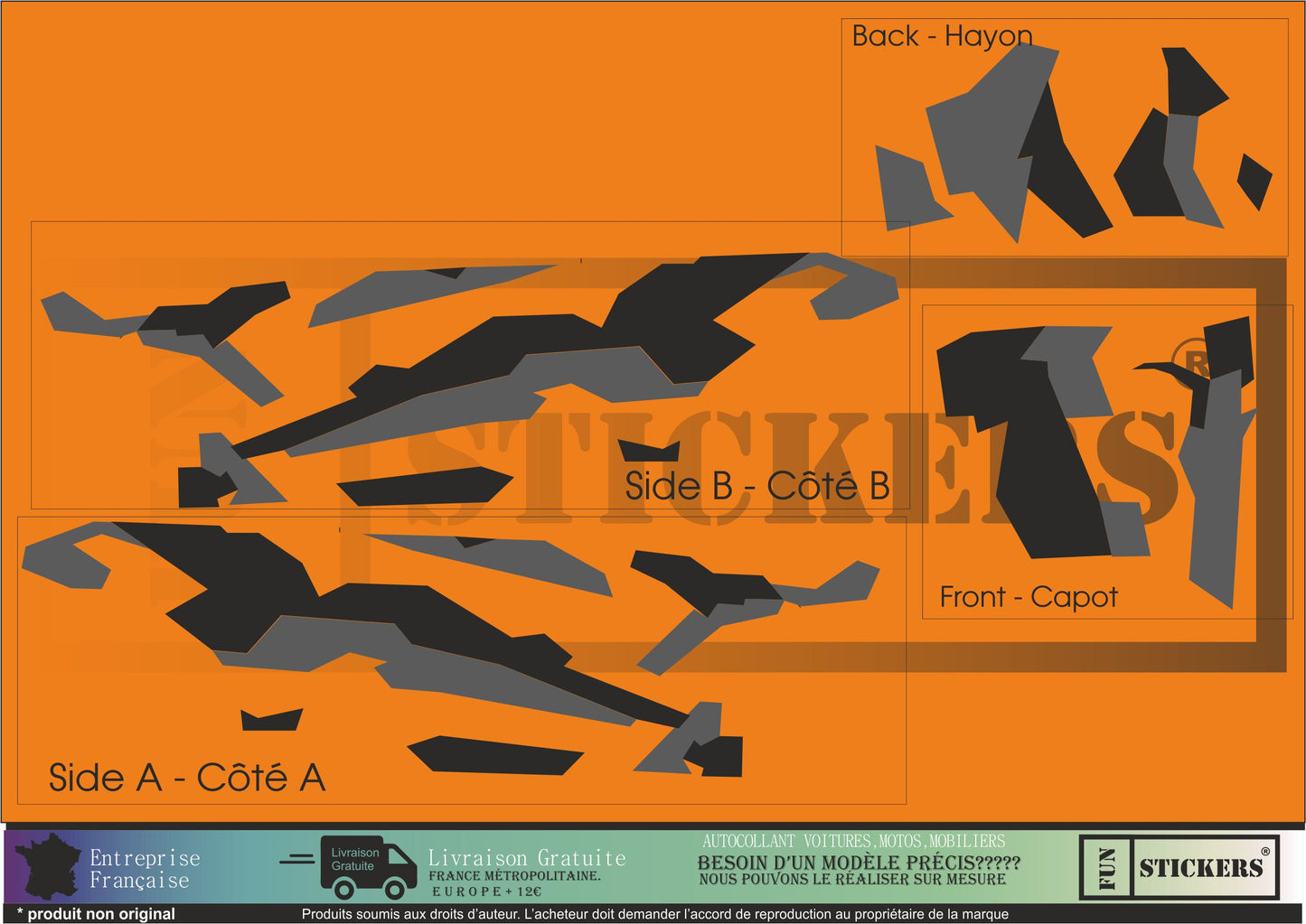 stickers autocollants camouflage pour mini et autres - kit décoration intégrale
