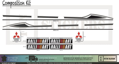 stickers autocollants pour mitsubishi lancer evo - kit décoration bandes latérales