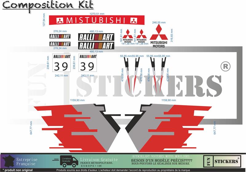 stickers autocollants pour mitsubishi lancer evo - kit décoration intégral tommi makinen