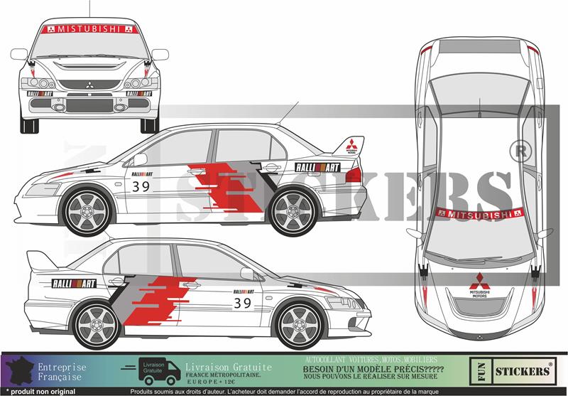 stickers autocollants pour mitsubishi lancer evo - kit décoration intégral tommi makinen