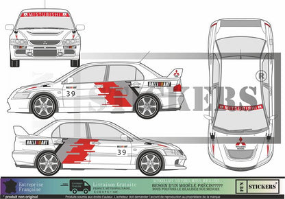 stickers autocollants pour mitsubishi lancer evo - kit décoration intégral tommi makinen