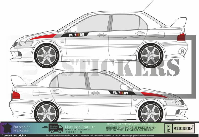 stickers autocollants pour Mitsubishi - kit décoration bandes latérales ailes