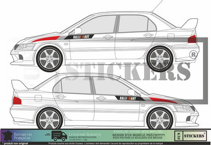 stickers autocollants pour Mitsubishi - kit décoration bandes latérales ailes