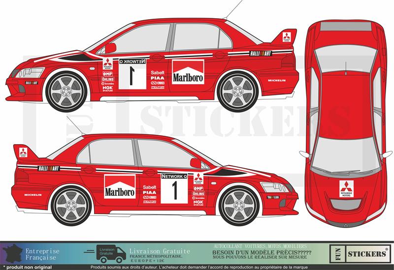stickers autocollants pour mitsubishi lancer evo - kit décoration intégral anniversaire