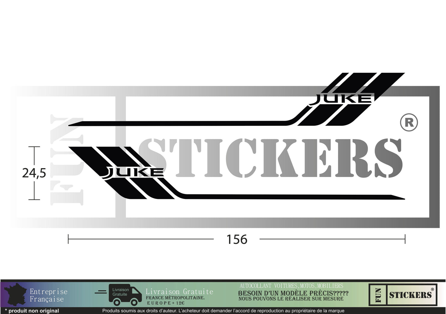 stickers autocollants bandes latérales pour Nissan Juke - Kit décoration adhésif