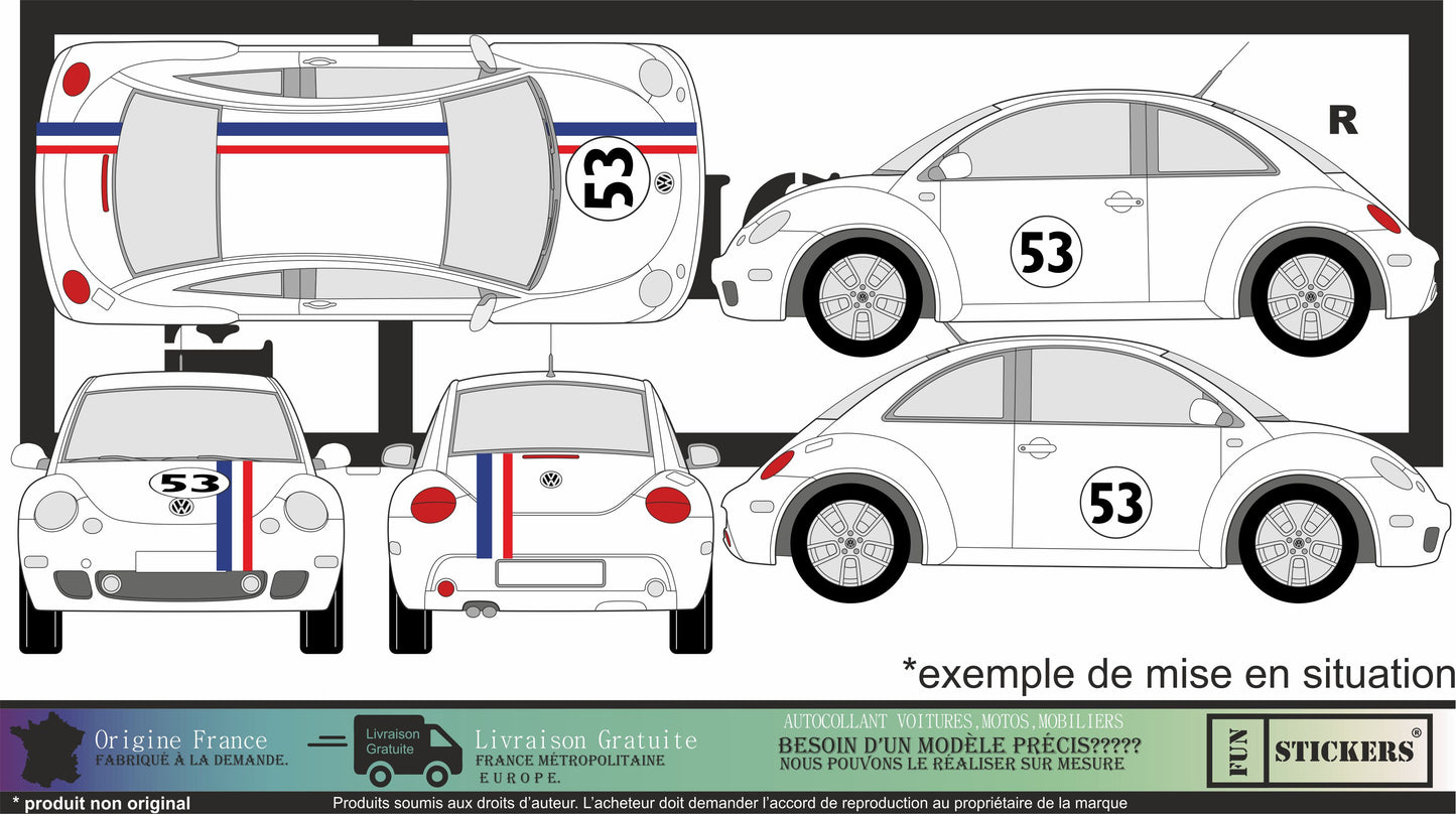 stickers autocollants pour Volkswagen beetle - kit décoration choupette 53