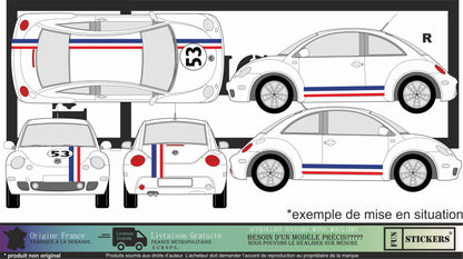 stickers autocollants pour Volkswagen new beetle - kit décoration choupette 53