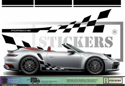 stickers autocollants pour Porsche- kit décoration bandes intégrales