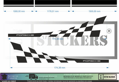 stickers autocollants pour Porsche- kit décoration bandes intégrales