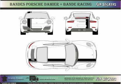 stickers autocollants pour Porsche- kit décoration bandes intégrales