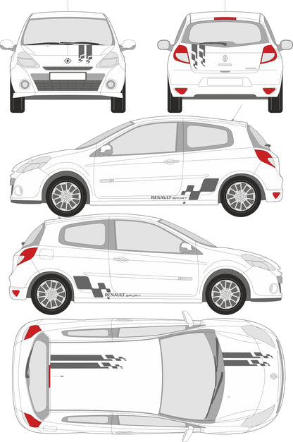 stickers autocollants pour Renault - kit décoration bandes sport RS gordini