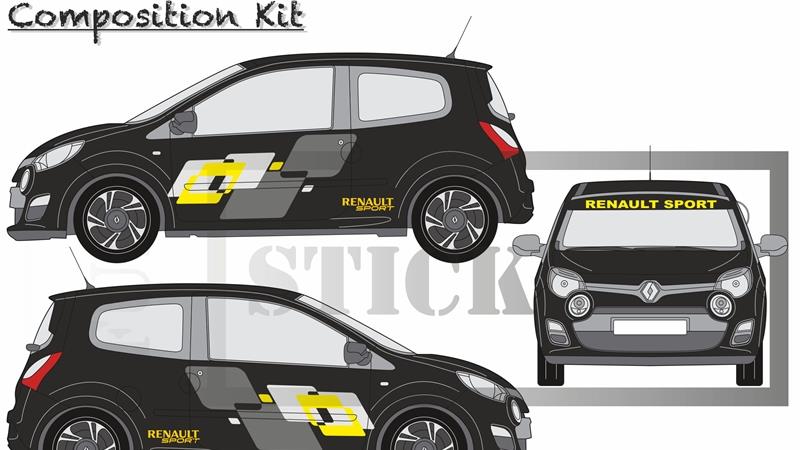 stickers autocollants pour RENAULT TWINGO - kit décoration EFFET SPORT RS