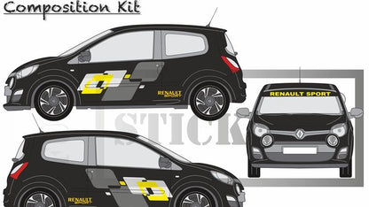 stickers autocollants pour RENAULT TWINGO - kit décoration EFFET SPORT RS