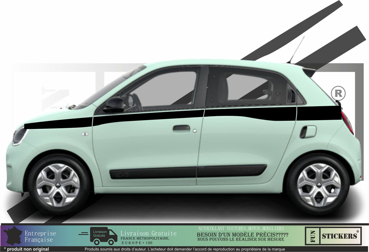 stickers autocollants POUR RENAULT TWINGO - kit décoration intégral BANDES LATERALES