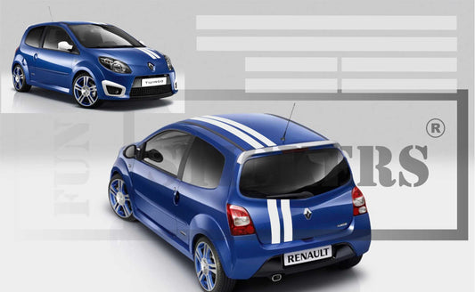 stickers autocollants pour RENAULT TWINGO - kit décoration BANDES CAPOT TOIT HAYON