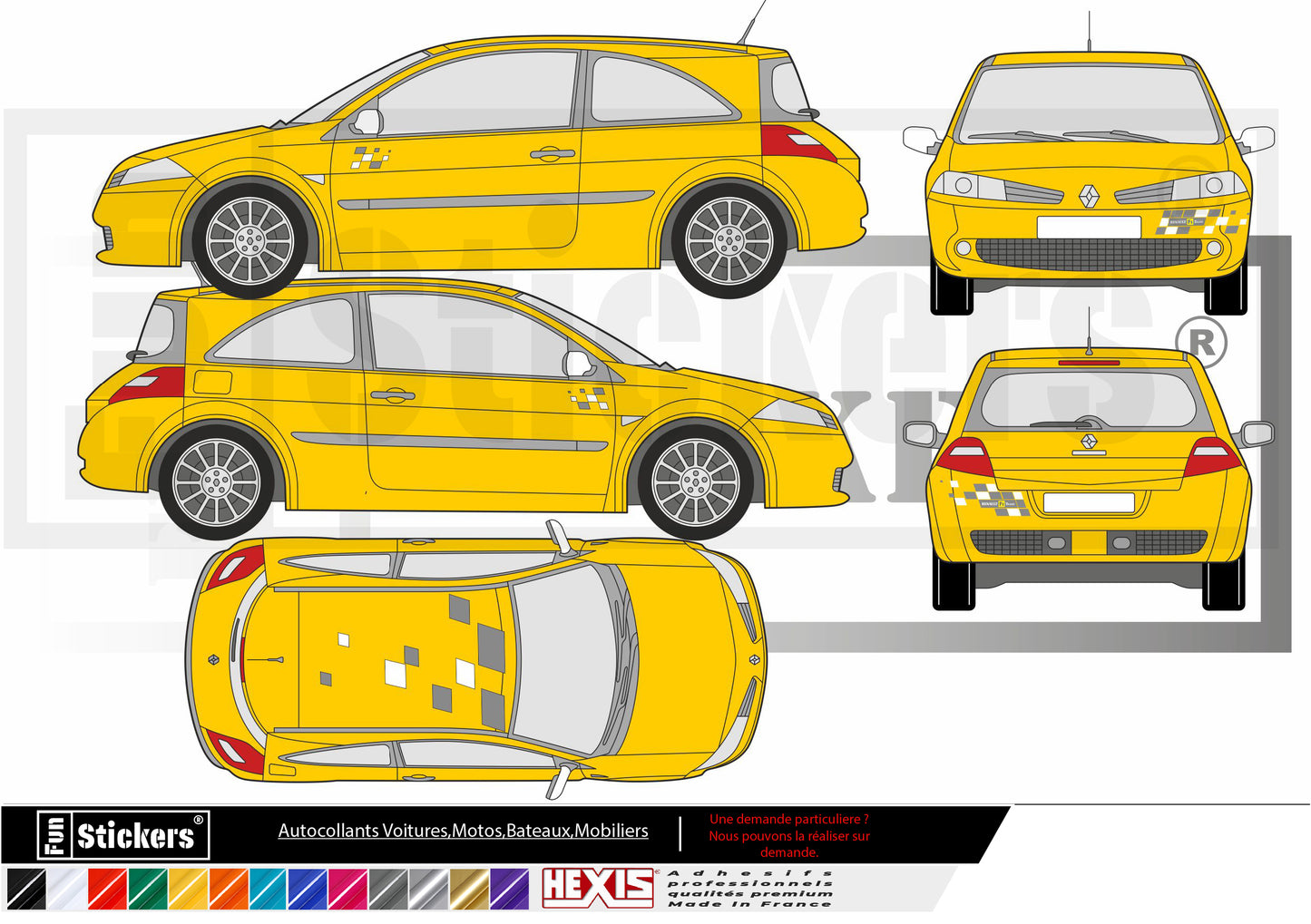 stickers autocollants pour Renault megane - kit décoration style RS sport
