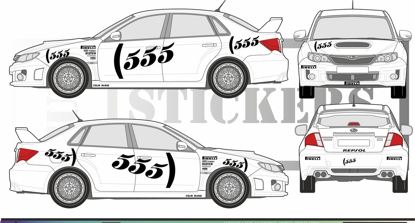 stickers autocollants pour Subaru impreza - kit décoration effet wrc