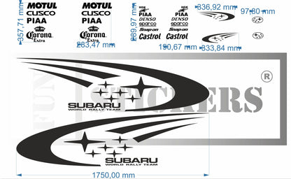 stickers autocollants pour Subaru - kit décoration effet impreza wrc