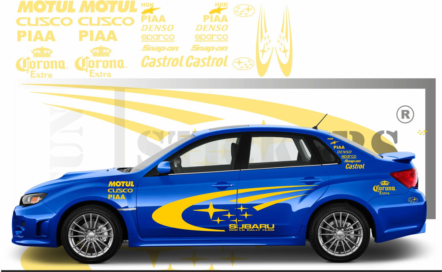 stickers autocollants pour Subaru - kit décoration effet impreza wrc