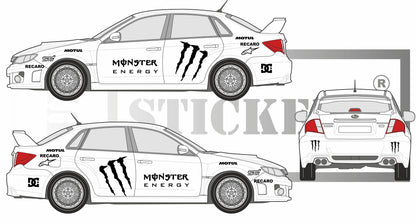 stickers autocollants pour subaru et autre marque - kit décoration effet sponsoring Monster