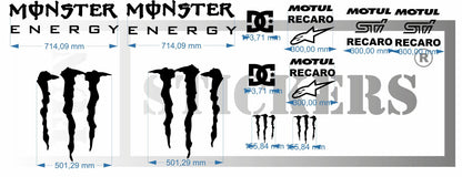 stickers autocollants pour subaru et autre marque - kit décoration effet sponsoring Monster