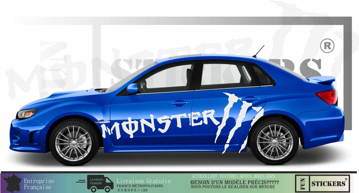 stickers autocollants pour subaru et universel - kit décoration style Monster sponsors