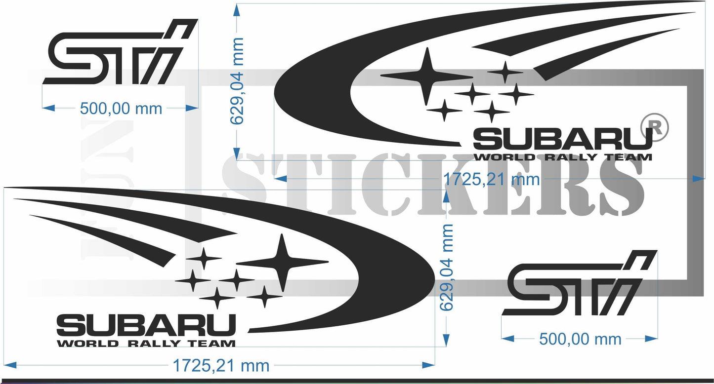 stickers autocollants pour Subaru - kit décoration effet wrc rallye