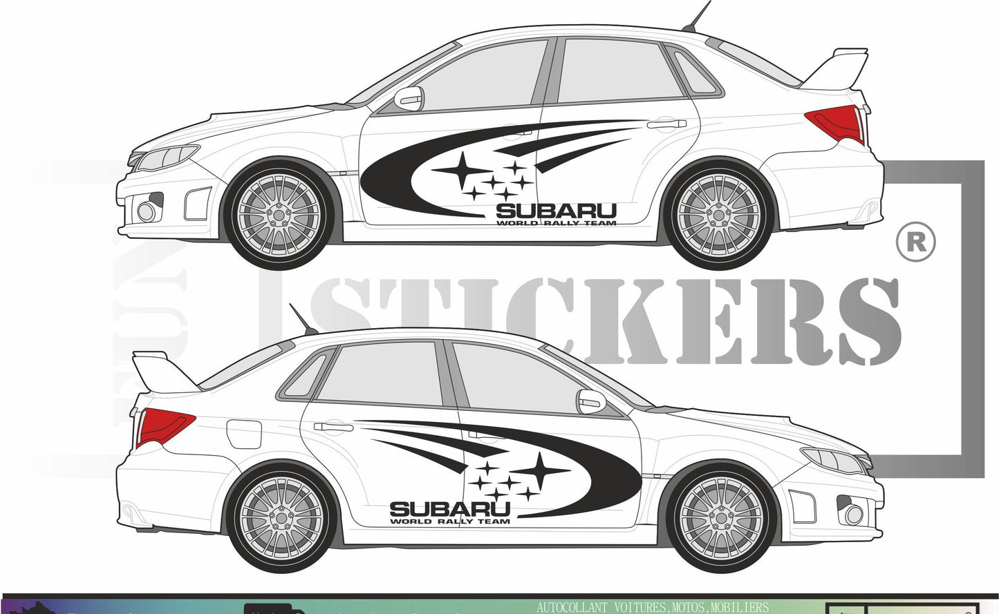 stickers autocollants pour Subaru - kit décoration effet impreza rallye