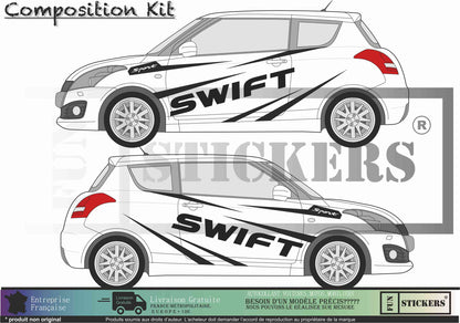 stickers autocollants pour suzuki swift - kit décoration rallye