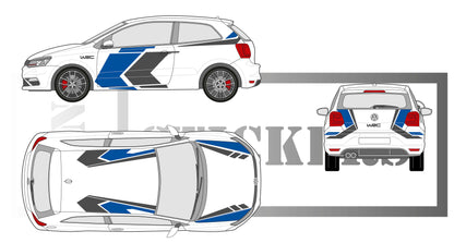 stickers autocollants pour wolkswagen polo - kit décoration intégral effet wrc