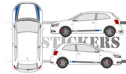 Stickers kit bandes compatible pour volkswagen polo style wrc