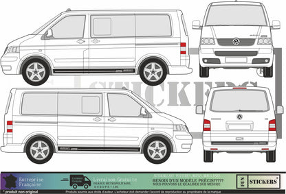 stickers autocollants pour van transporter VW - kit décoration  ecriture edition 25