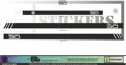 stickers autocollants pour vw volkswagen ecriture edition 30 - kit décoration adhésif pour van transporter