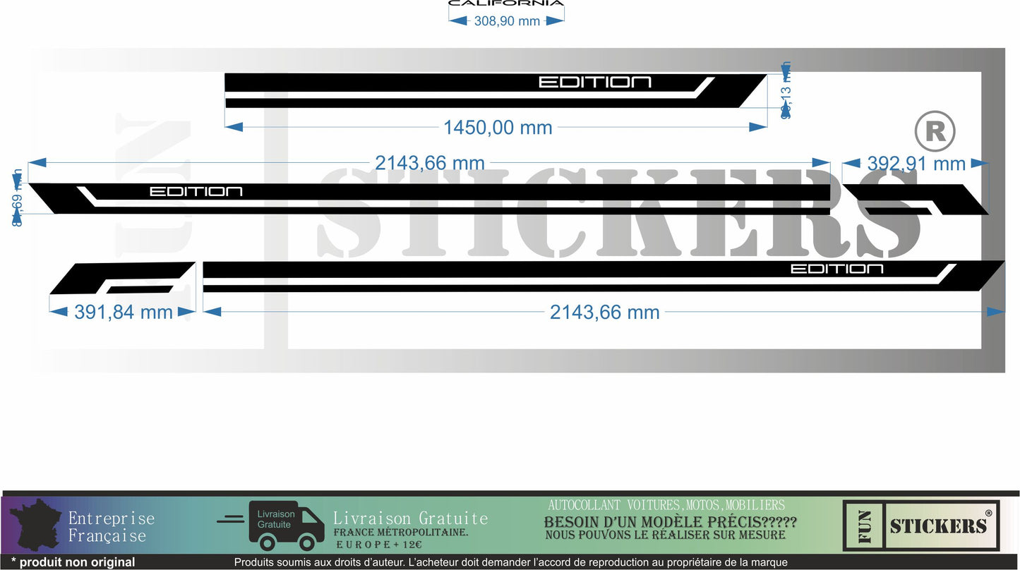 stickers autocollants pour van transporter volkswagen - kit décoration adhésifs