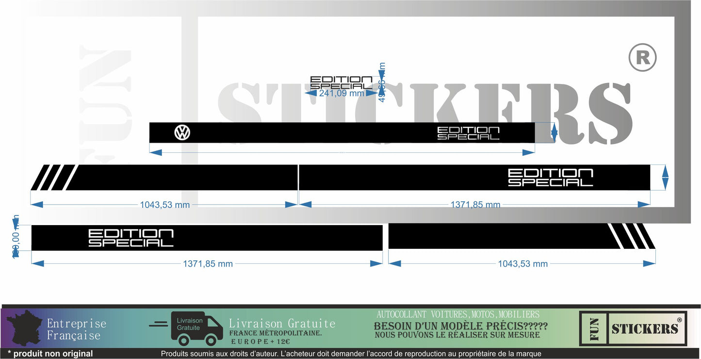 stickers autocollants pour van VW transporter - kit décoration adhésif edition special
