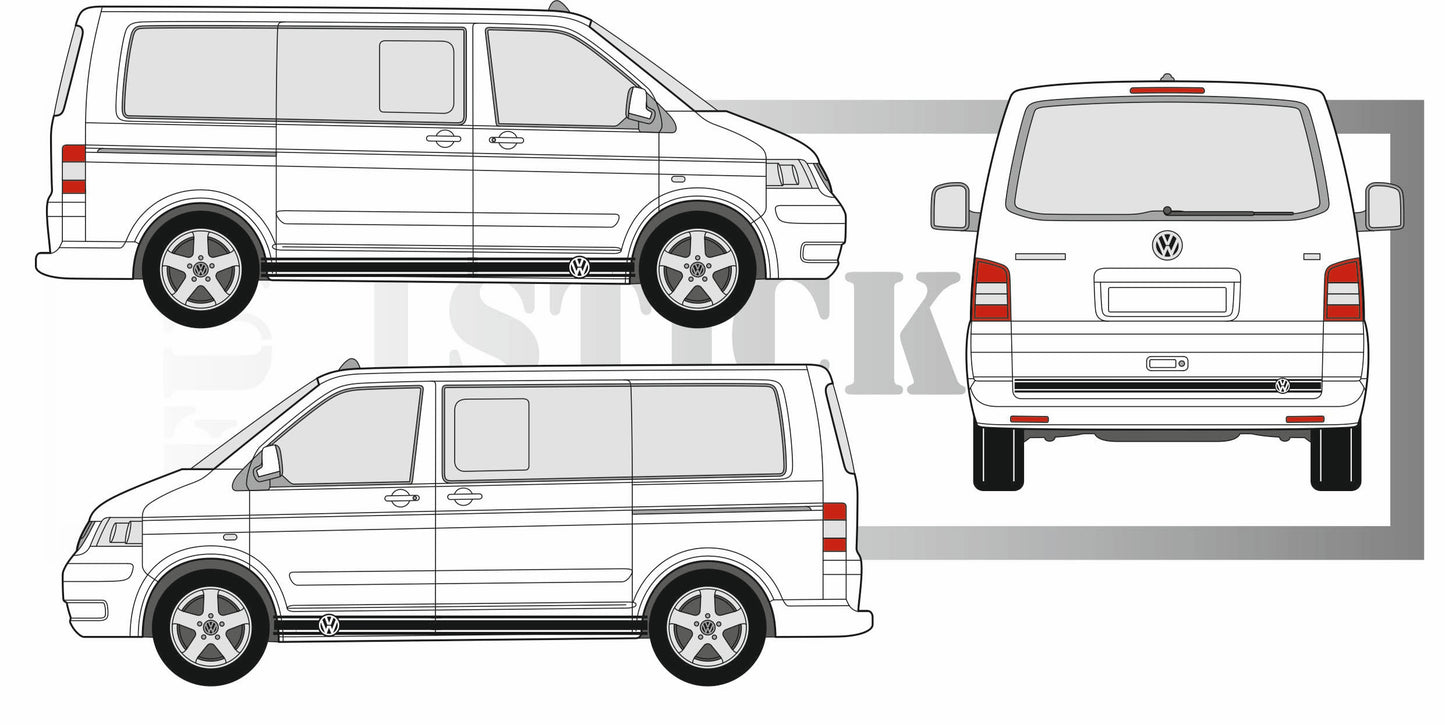 Stickers kit bandes pour volkswagen transporter compatible van