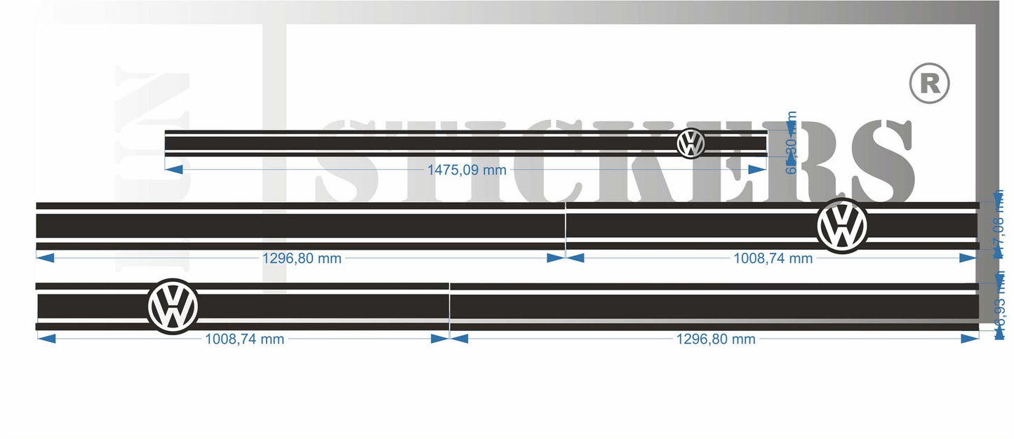 Stickers kit bandes pour volkswagen transporter compatible van