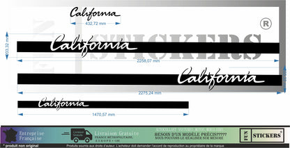 stickers autocollants bas de caisse ecriture california - kit décoration pour Volkswagen transporter
