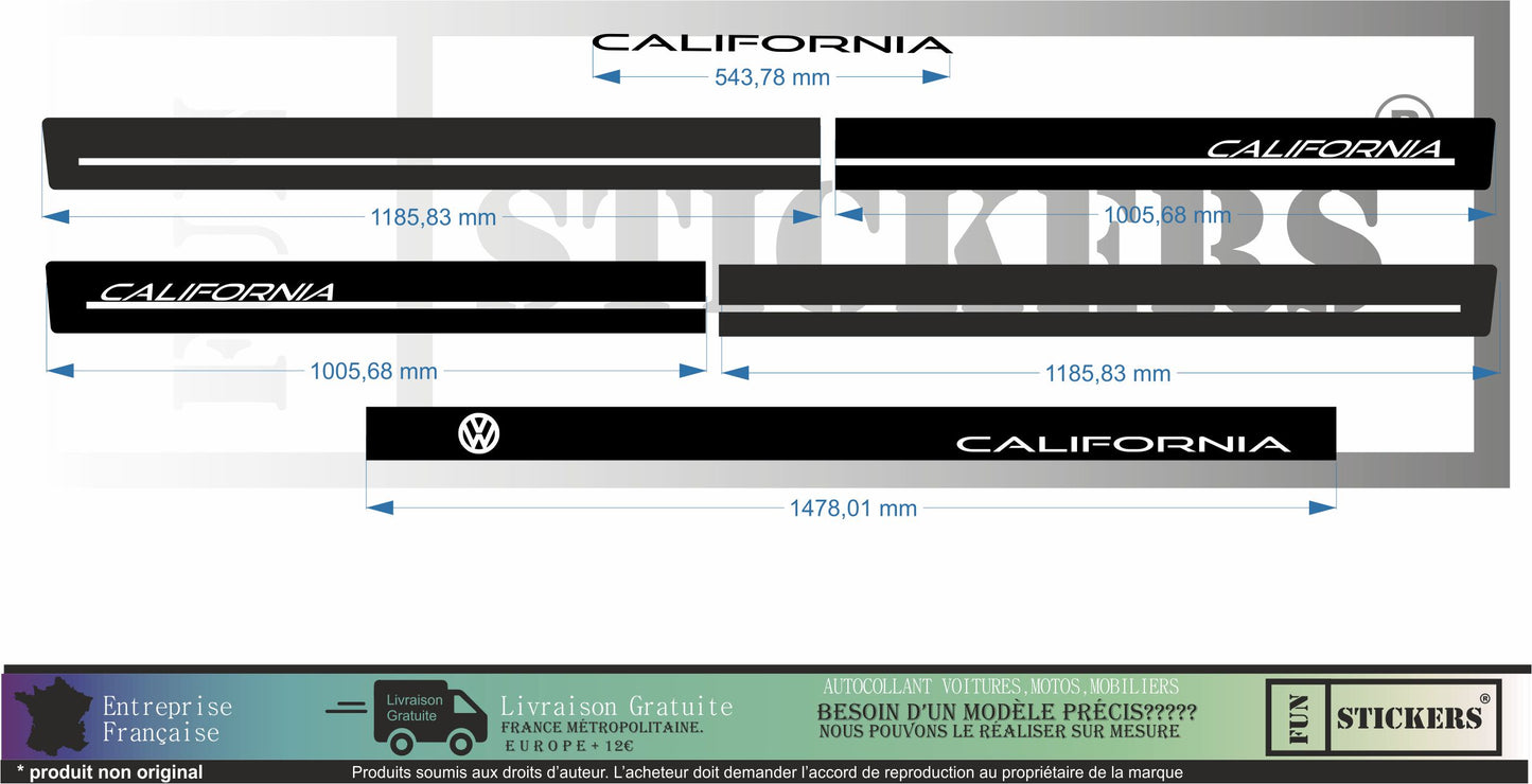 stickers autocollants pour vw volkswagen Transporter van  - kit décoration bandes
