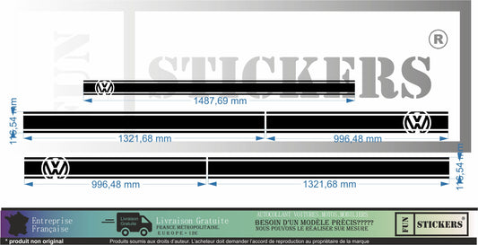 stickers autocollants pour van VW transporter - kit décoration adhésif logo