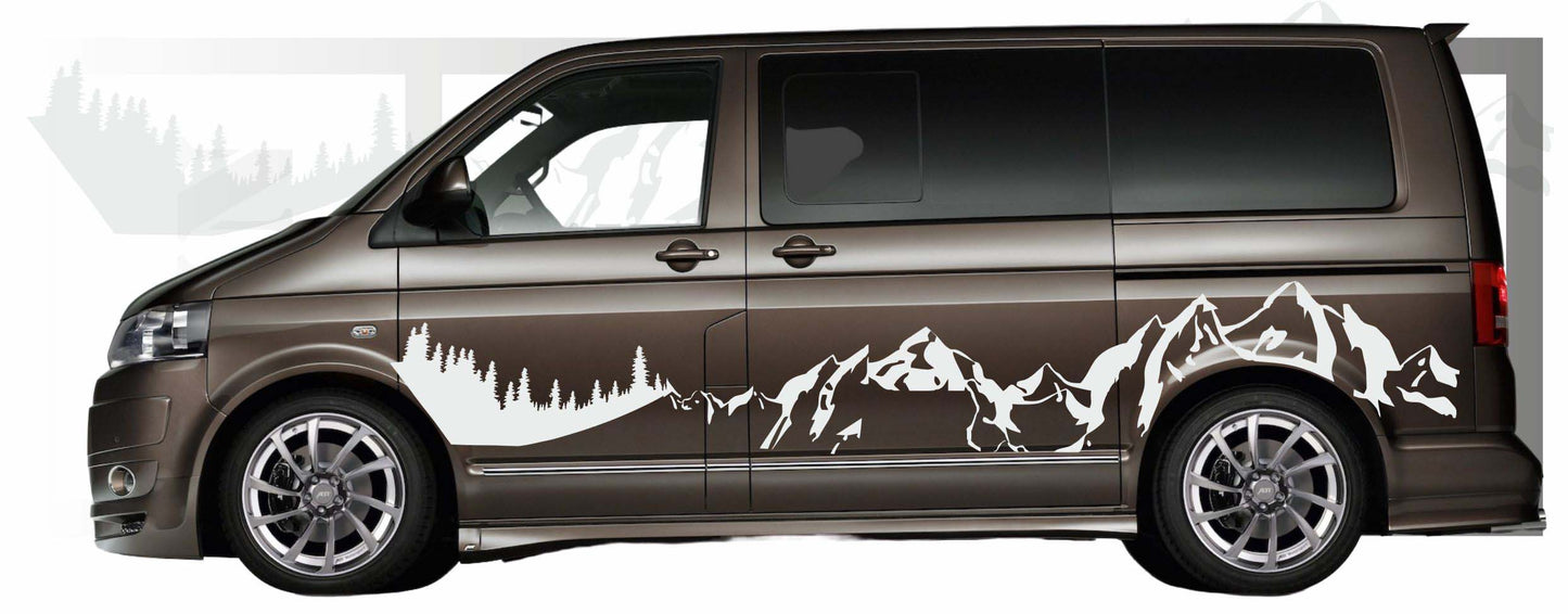 stickers autocollants pour van VW transporter outdoor montagne - kit décoration adhésif