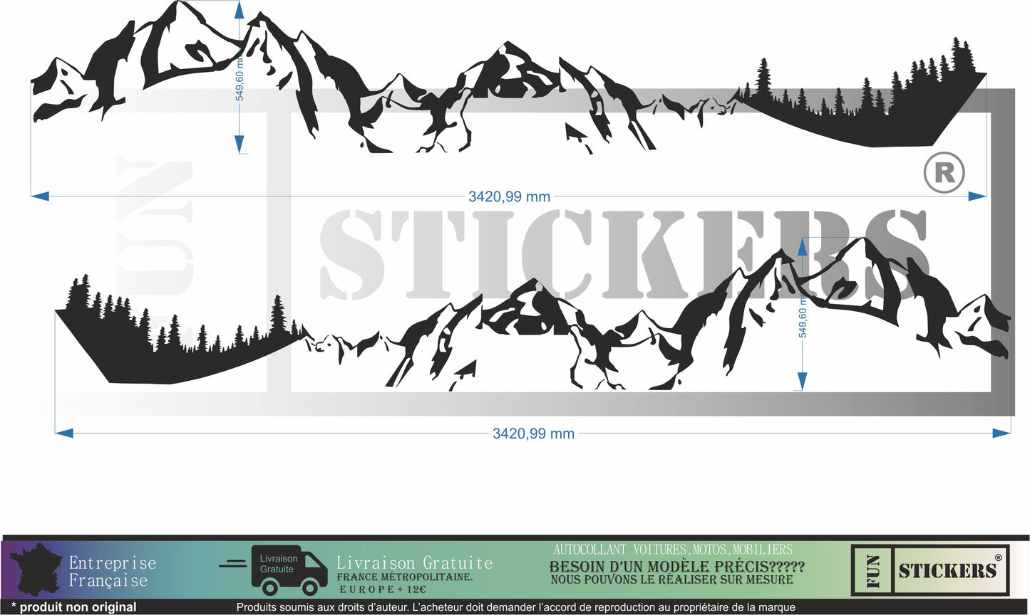 stickers autocollants pour van VW transporter outdoor montagne - kit décoration adhésif