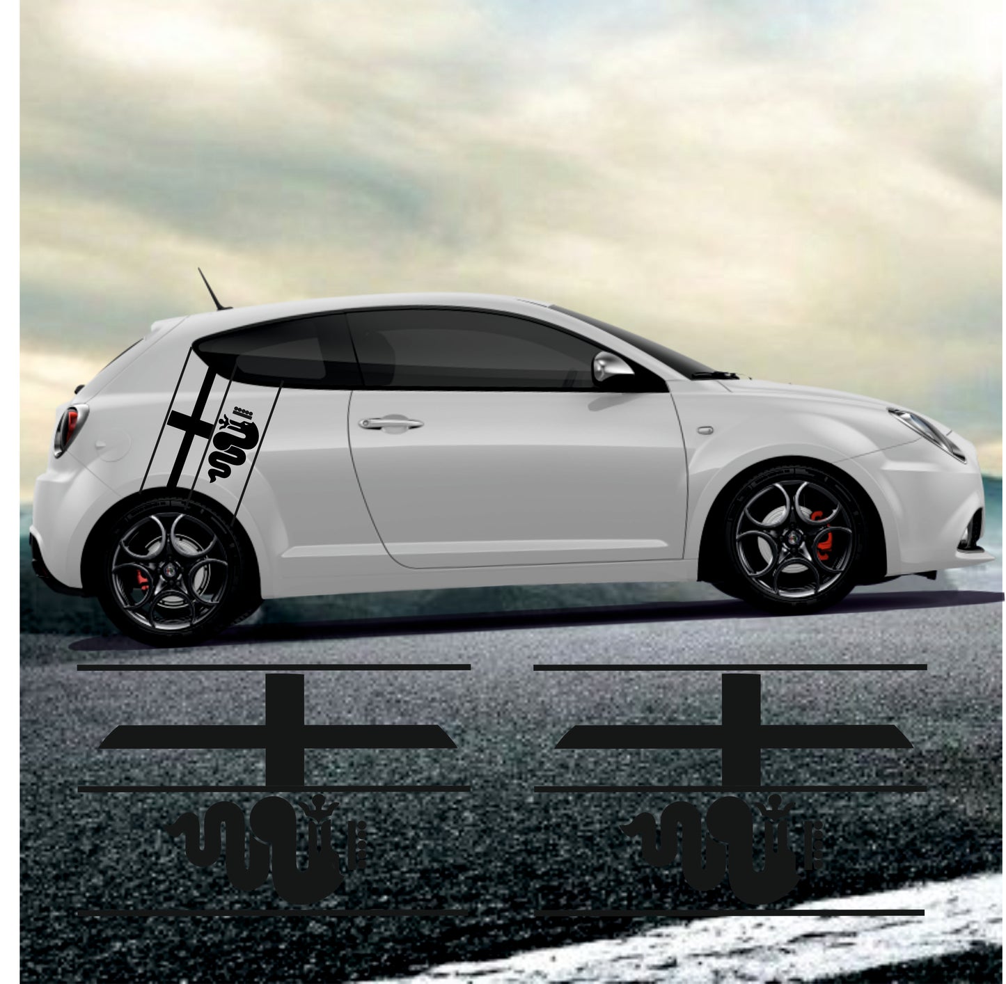 Stickers Latérales Logo serpent pour Alfa romeo