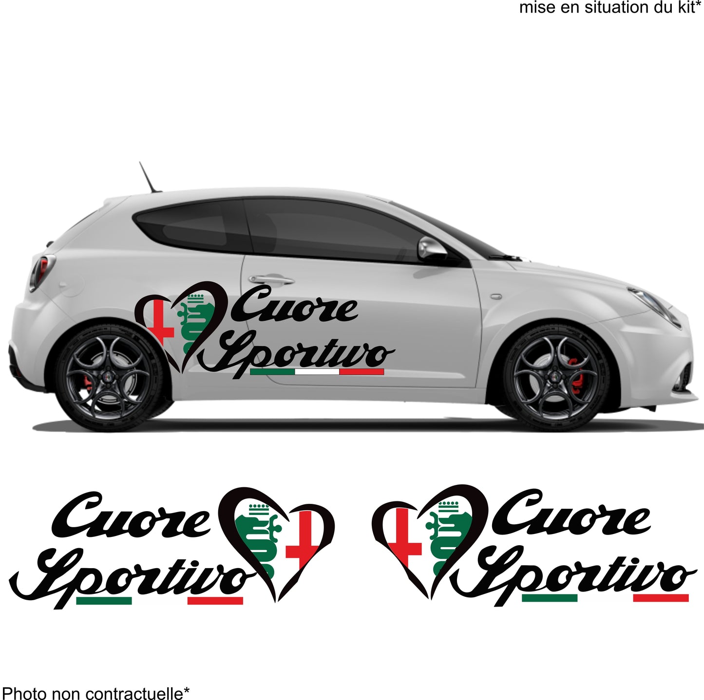Sticker kit décoration latérales style cuore sportivo – Compatible toutes alfa romeo