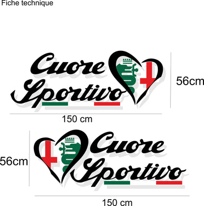 Sticker kit décoration latérales style cuore sportivo – Compatible toutes alfa romeo