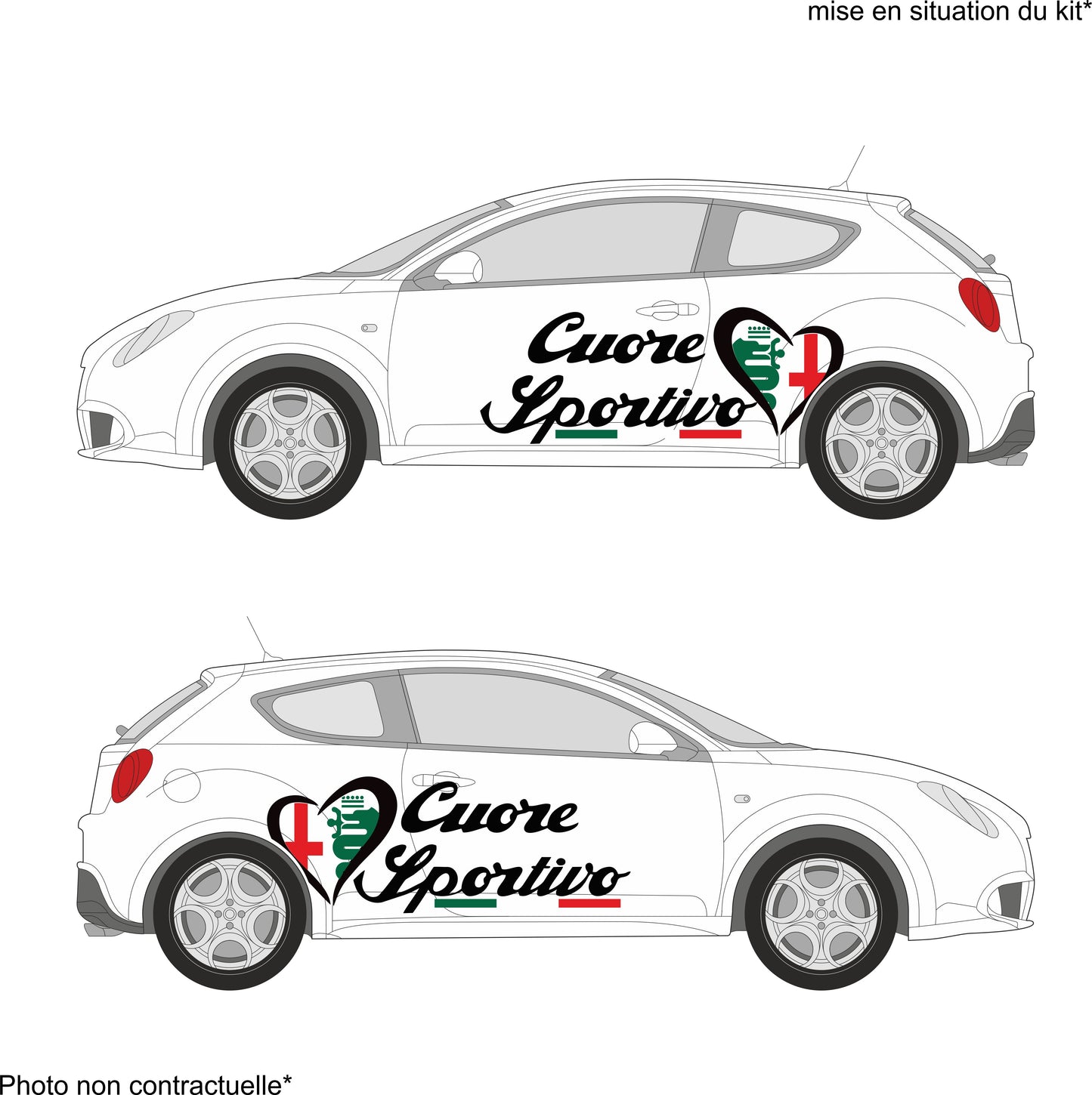 Sticker kit décoration latérales style cuore sportivo – Compatible toutes alfa romeo