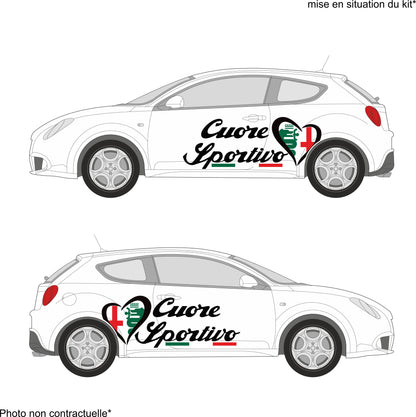 Sticker kit décoration latérales style cuore sportivo – Compatible toutes alfa romeo
