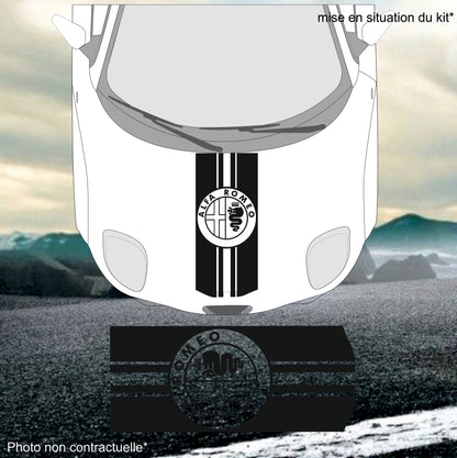 Sticker bande capot logo  – Compatible toutes alfa romeo