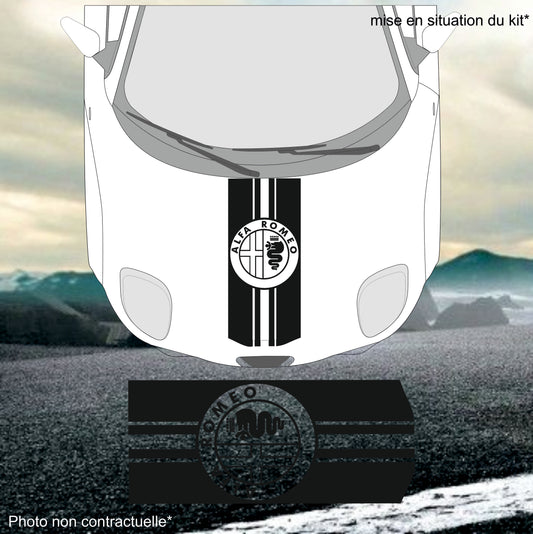 Sticker bande capot logo  – Compatible toutes alfa romeo